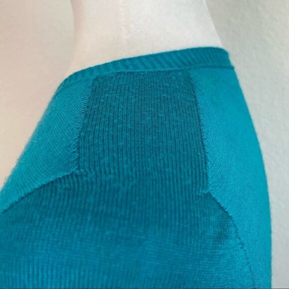 ARMANI Collezioni Teal Open Front Short Sleeve Relaxed Shrug Sweater 8 Soft - Picture 7 of 7
